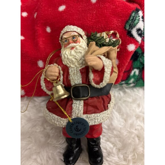 Vintage 1993 Possible Dreams Clothtique Santa Ornament Original Tag Mixed Med - Picture 10 of 13